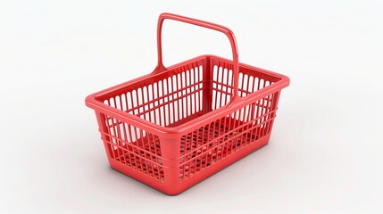 Illustration of a shopping basket presented in 3D format and isolated on a white background.