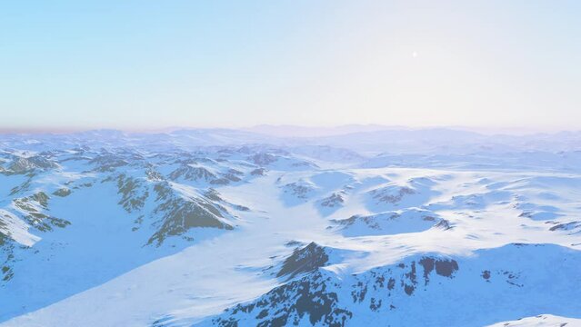 A view of a mountain range covered in snow