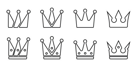 crown icon set, outline style, minimalist and simple design, for graphic needs, vector eps 10.