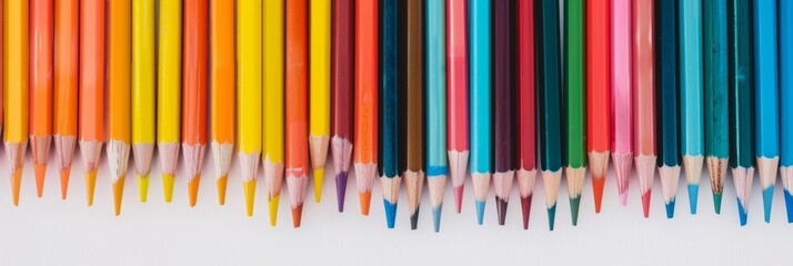 Close-up of a single colored pencil, showing its sharpened tip and vivid color, isolated on a white background