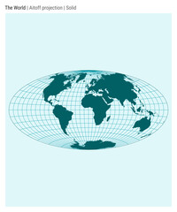 World Map. Aitoff projection. Solid style. High Detail World map for infographics, education, reports, presentations. Vector illustration.