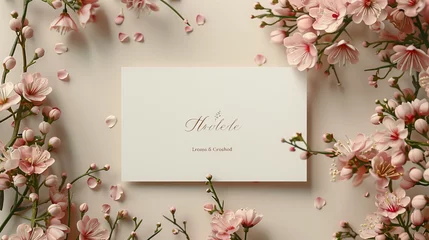  Wedding invitation card mockup, Blank card mockup, mockup white blank card , Styled stock photo, mockup with blank greeting card, Vertical top view blank card, colorful pansies with green leaves, Ai  © FH Multimedia