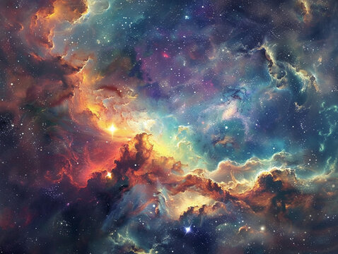 5 dimension space beautiful. galaxy space with colorful clound Created with Generative AI