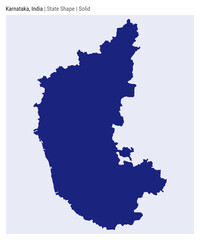 Karnataka, India. Simple vector map. State shape. Solid style. Border of Karnataka. Vector illustration.