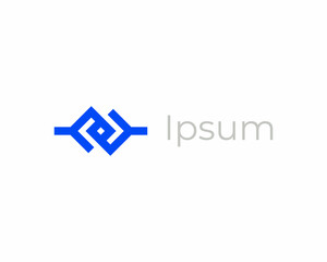 Abstract chain weaving linear logo. Minimalist corporate partnership deal  sign.
