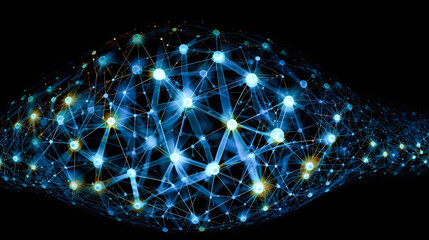 A blue and yellow network of dots