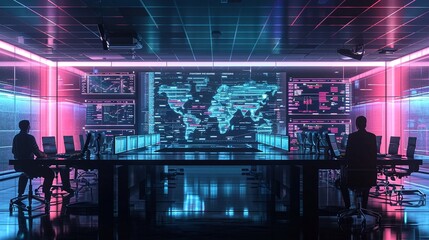 A room packed with rows of tables and chairs.