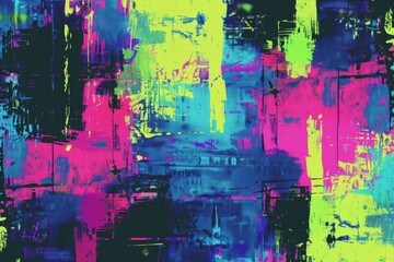 abstract electric vibrant neon colored background. digital glich witch distorted shapes. 