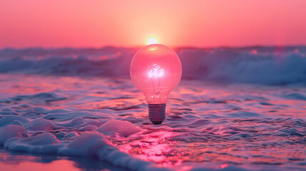 A light bulb is floating in the ocean - Powered by Adobe
