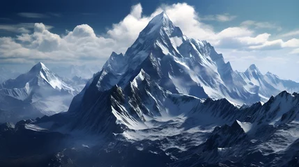 Papier Peint photo autocollant Himalaya Realistic photo of the Himalayas, Ama Dablu Skeleton Mountain, sunrise, high mountains, snowcapped peaks, dramatic sky