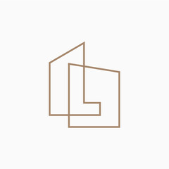 L Letter House Monogram Home mortgage architect architecture logo vector icon illustration