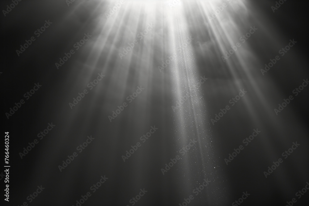 Poster black and white texture with rays of light. sun beams. god rays. background image. created with gene