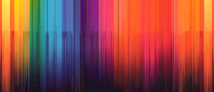 Abstract multicolored gradient background with vertical blurred lines, stripes. Ultra wide red blue yellow green purple pink gradient banner. For design, wallpaper, templates, art, projects, desktop