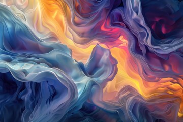 An abstract 3D representation of a mindfulness meditation session, with flowing colors and light symbolizing mental clarity, calmness, and focus - obrazy, fototapety, plakaty