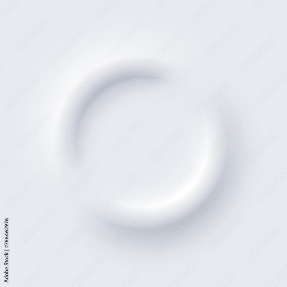 Poster white button in neomorphism 3d design vector illustration. minimal round neomorphic shape. elegant c