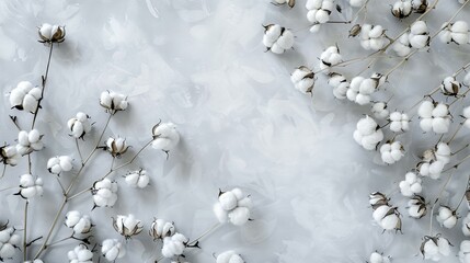 cotton plant grey background with copy space 