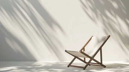 Foldable outdoor chair ready for relaxation against the pristine white backdrop, ideal for sunny days.