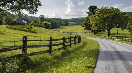The scenic view of a road in the American countryside.