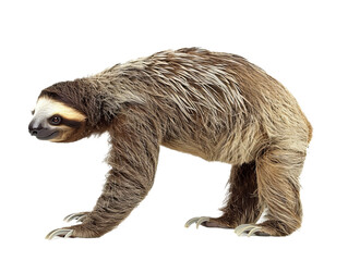 Fototapeta premium lazy arboreal sloth cutout isolated on white, side view