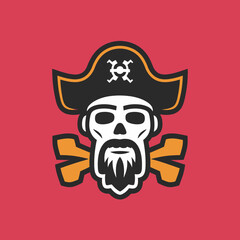 pirate skull and crossbones, logo, icon, ship caption logo design, ship caption face icon