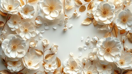 Fototapeta na wymiar Close Up of Cake With White Flowers
