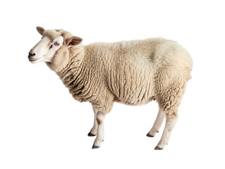 Fototapeta premium white sheep png cutout isolated on white and transparent background
