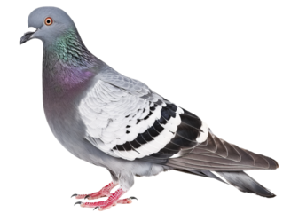 pigeon isolated on white background, side view