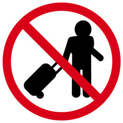 you can't use suitcases here, a red prohibition sign, you can't enter with a suitcase