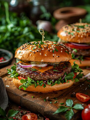 hamburger on a plate