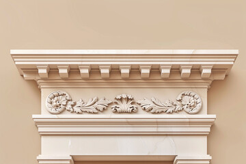 Exterior view of a Victorian architectural cornice against a light brown background - obrazy, fototapety, plakaty