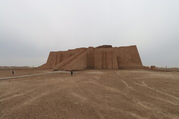 Ziggurat of ur in Iraq with cloudy sky