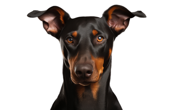Close up of a black and brown dog with soulful eyes staring into the distance