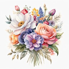 Beautiful flowers. Floral art painting.