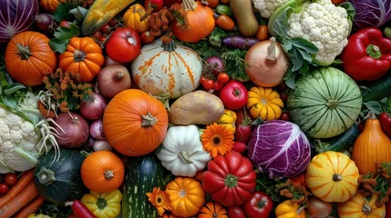 Deurstickers Vegetables harvested in the fall season. © Orkhan