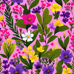 Romantic bright colorful floral background. Botanical theme design. Not seamless.