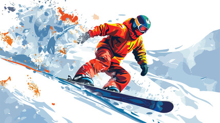 Fototapeta na wymiar Snowboarding design over white background vector 