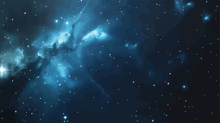 Obraz na płótnie Canvas Space background with blue nebula and stars Flat vector