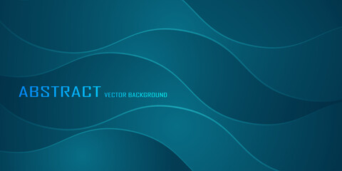 Blue abstract background with glowing wave lines. Elegant wavy layer of overlap. Modern textured design. Sleek and clean light blue banner template. Vector illustration