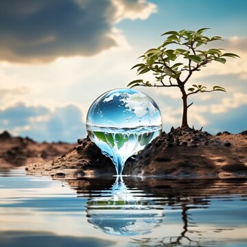 Environment day, Earth day, World Water Day Concept. Saving water. Environmental protection.
