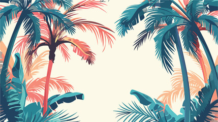 Summer background. Tropical palm tree Flat vector iso