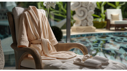 Elegant Bathrobe and Slippers Set Up for Relaxation