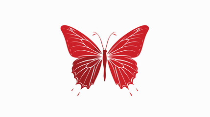 The symbol of a red butterfly one line. Flat vector i