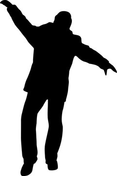 Silhouette on a white background of a man people on a walk