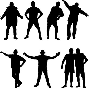 Set of silhouettes on a white background of a business people