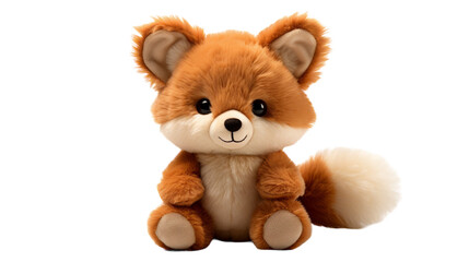 Small stuffed fox sitting on white surface