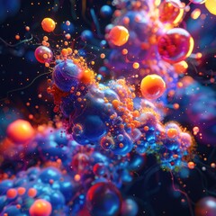 A dynamic 3D scene where lecithin molecules, visualized as colorful, luminous entities, dance and bond with receptive skin cells, creating a symphony of cellular harmony , 3D illustration
