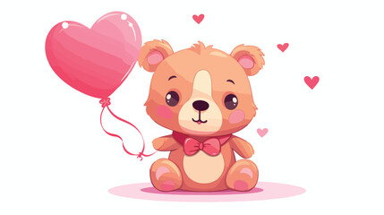 Valentines Teddy Bear Flat vector isolated on white b