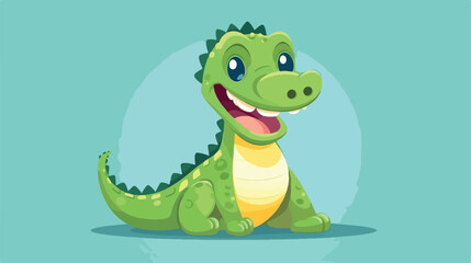 Vector baby crocodile cartoon flat style Flat vector