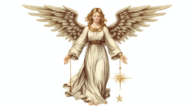 Vintage Victorian Ephemera Christmas Angel with Wings