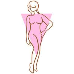Female Body Inverted Triangle Type With Geometric Shape, , Woman's body line art illustration on transparent background